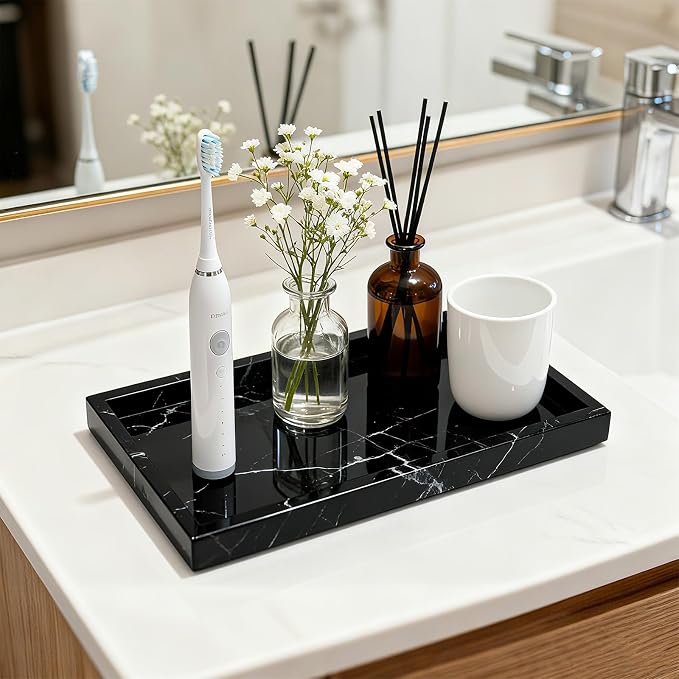 Pure Natural Marble Tray for Bathroom, Sink. Cosmetics, toiletries, etc. can be - Image 5