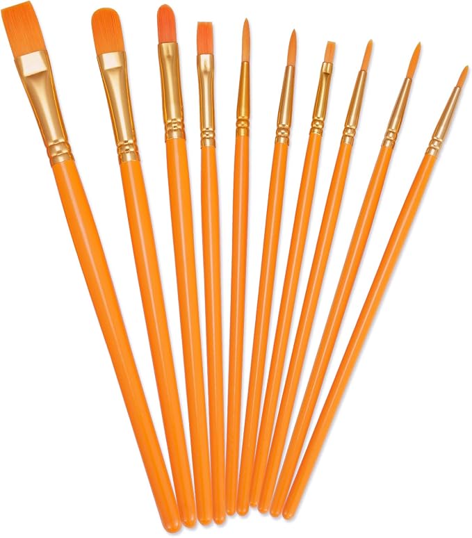 BOSOBO Paint Brushes Set, 10 Pieces Round Pointed Tip Paintbrushes Nylon Hair by ArtistPaintBrushesSet