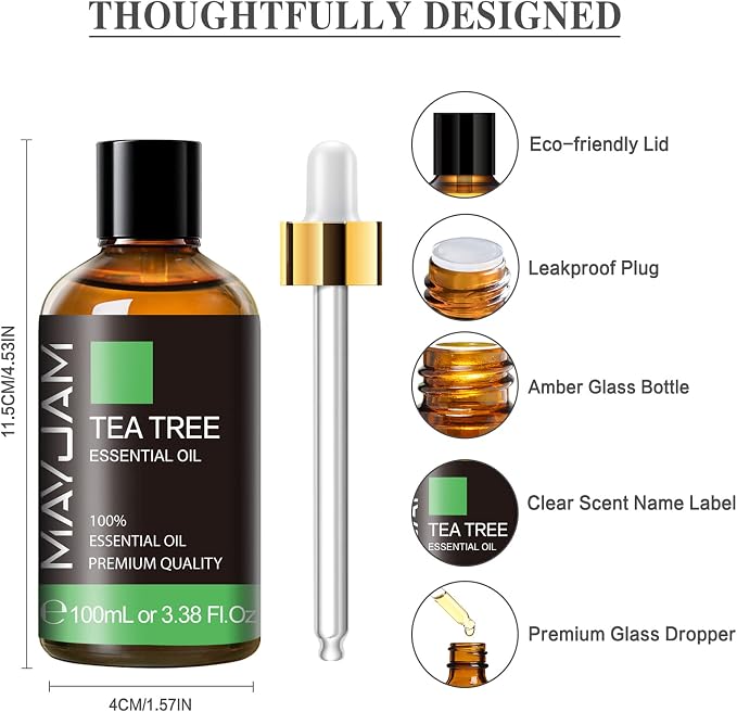 Tea Tree Essential Oil for Diffuser, MAYJAM Pure Essential Oils, Huge 3.38FL.OZ - Image 6