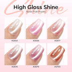 modelones Cat Eye Gel Nail Polish, 6 Colors Nude Gel Polish Pink Glitter Brown - Image 2