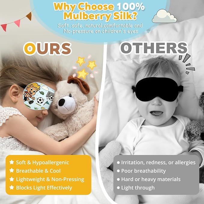 Kids Silk Sleep Mask – 100% Mulberry Silk Eye Cover, Kid Eye Mask - Image 6