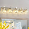 PRESDE Modern Crystal 5-Light Bathroom Light Fixtures Brushed Nickel Vanity by HOME