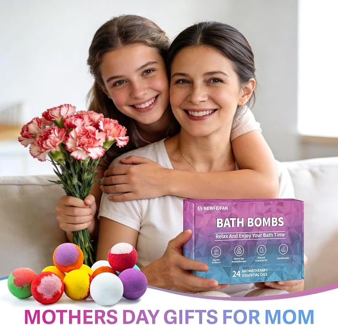 Bath Bombs for Women & Men, Basket Set for Mothers Day Gifts for Mom, Spa - Image 2