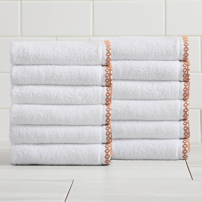Great Bay Home Clay/White Washcloth Set by GreatBayHome