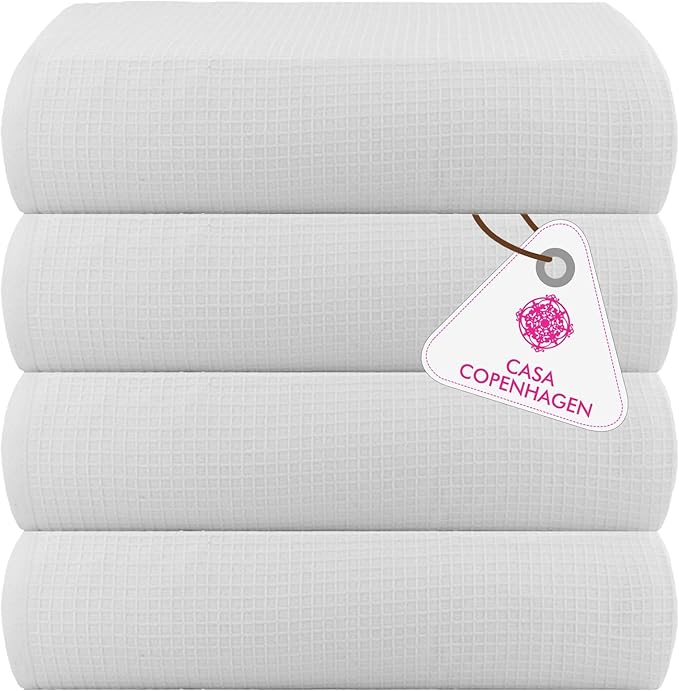 CASA COPENHAGEN Wafffle 4Pcs 100% Egyptian Cotton Large Designer Towels Gift by CASACOPENHAGEN