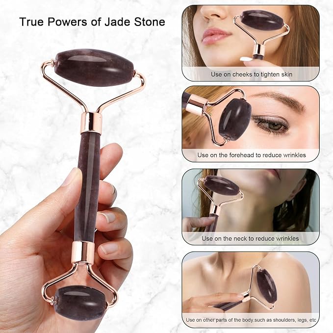 Jade Roller for Face, Facial Roller Massager Skin Care Tool, Gua Sha Facial - Image 4