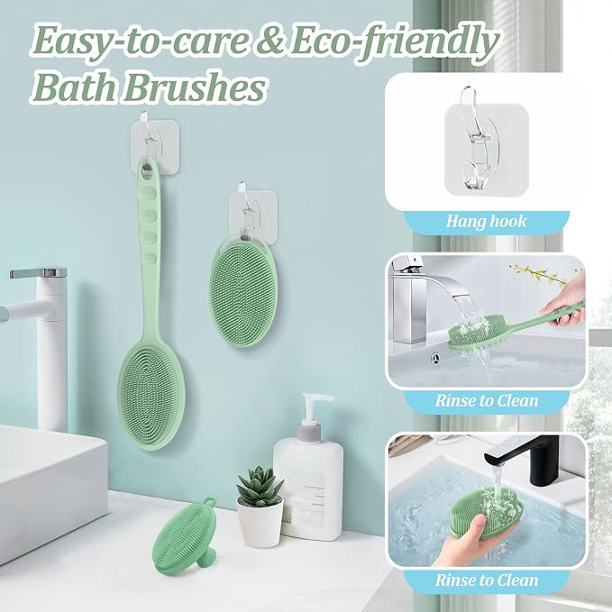 Silicone Back & Body & Face Scrubber Set 3PCS, Gentle Exfoliating Back & Body - Image 8