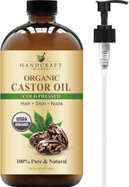 Handcraft Blends Cold-Pressed Organic Castor Oil 16 Fl Oz | Glass Bottle | 100% by HandcraftBlends