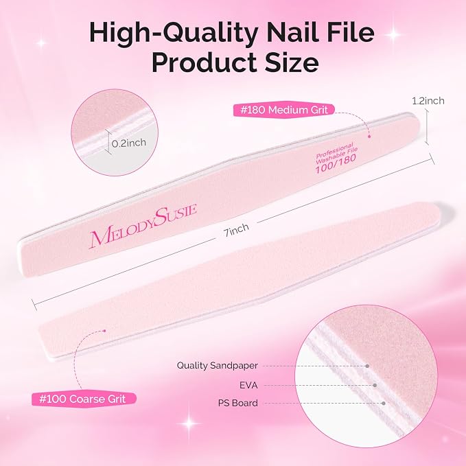 MelodySusie Nail File Kit, Professional Nail Art Manicure Pedicure Supplies - Image 5
