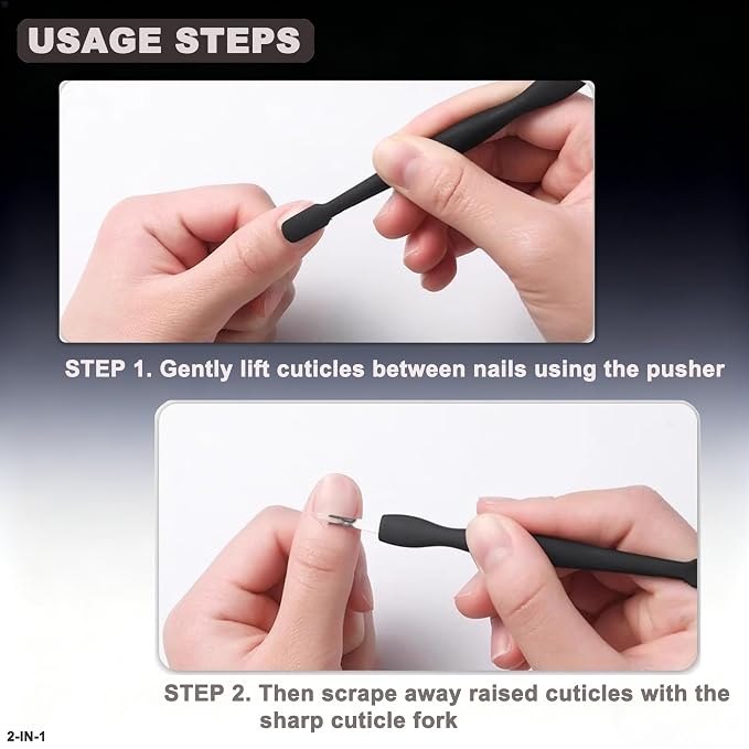 6Pcs 2-in-1 Cuticle Fork with Pusher, Dual-end Cuticle Remover Nail Pusher - Image 4