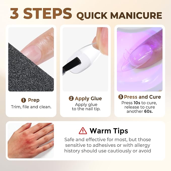 UNA GELLA 9 in 1 Gel Nail Glue for Clear Acrylic Nails Tips 2Pcs 10ml Long - Image 9