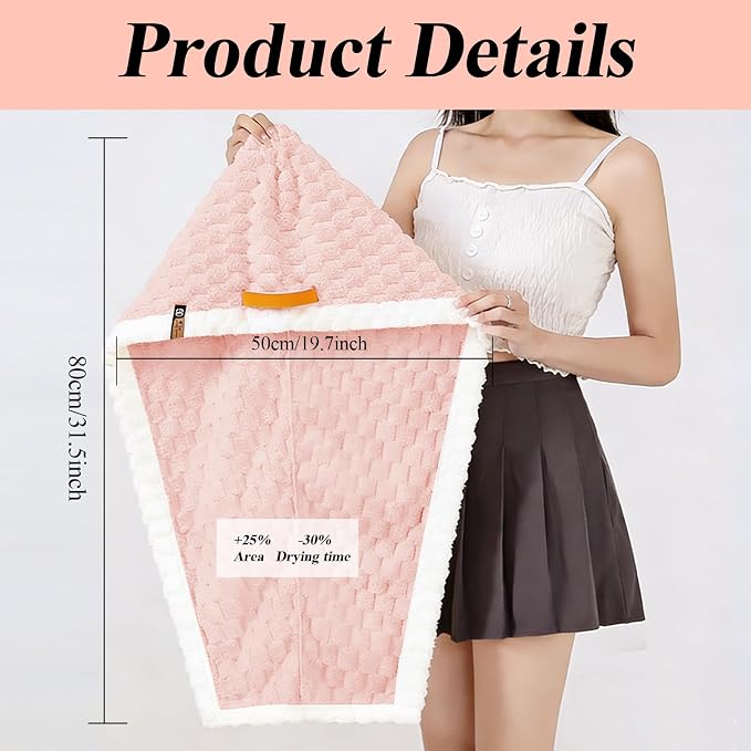 Hair Drying Towels, 19.7x31.5 inch Hair Towels - Image 2