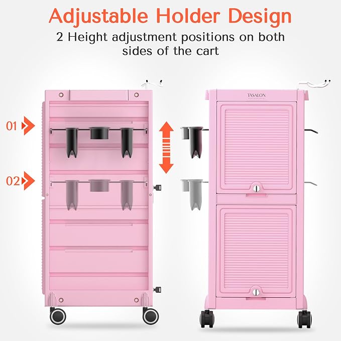 TASALON Pink Lockable Salon Cart - Image 3