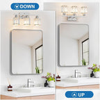 comzler 3-Light Bathroom Light Fixtures Over Mirror, Brushed Nickel Crystal - Image 5