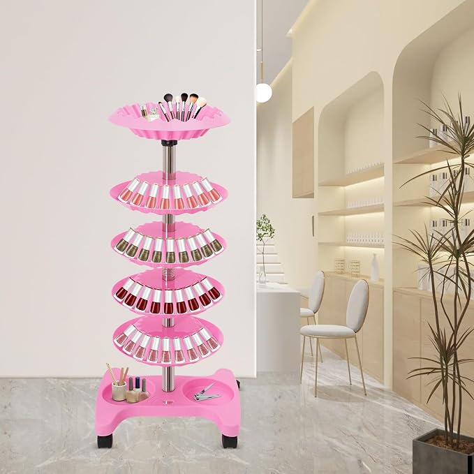 Nail Polish Trolley Organizer, 5 Tiers 360° Rotating Tray Nail Polish Spinning - Image 9