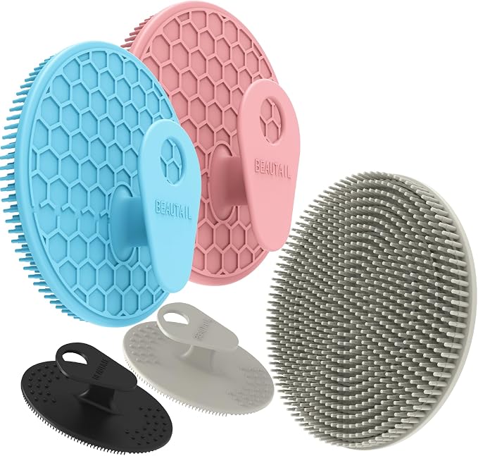 Silicone Body and Face Scrubber Set 5 Pack, BEAUTAIL Shower Bath Scrubber by BEAUTAIL