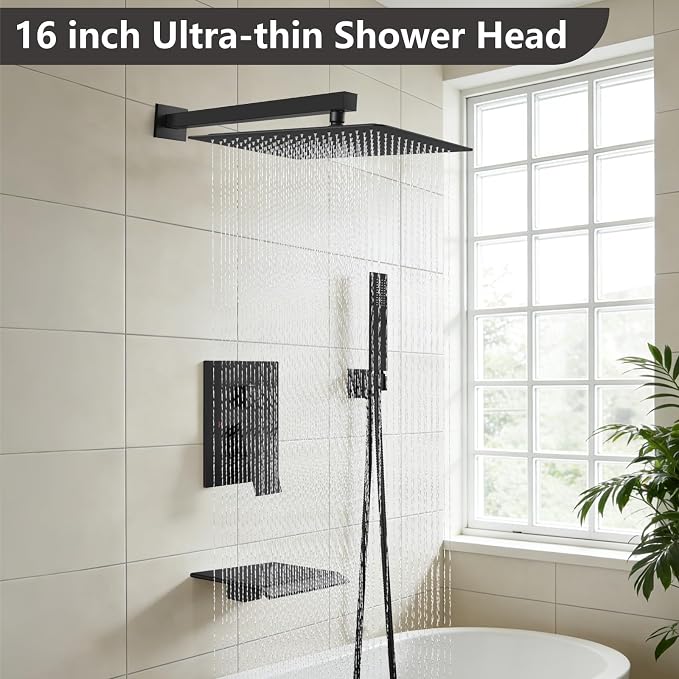 Midanya Shower System with Tub Spout, Bathtub Shower Faucet Set with Square - Image 2