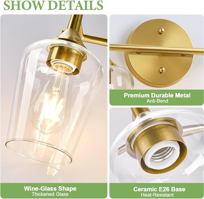 MOKATNG 2-Light Bathroom Light Fixtures, Bathroom Lighting Fixtures Over Mirror - Image 8