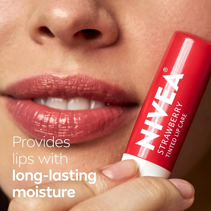 NIVEA Strawberry Lip Care, Nourishing Oils and Vitamin C & E, 3-in-1 Moisture - Image 6