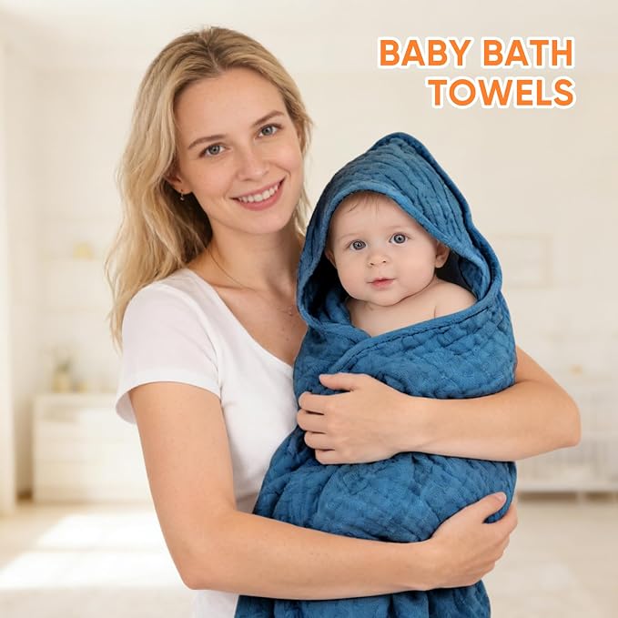 MIGIOL Muslin Baby Towels 100% Cotton ，Super Soft Muslin Baby Bath Towel - Image 3