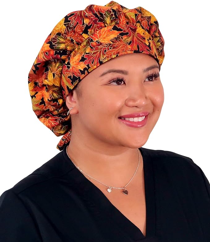 Sparkling EARTH Banded Bouffant Surgical Scrub Ponytail Working Caps and - Image 3