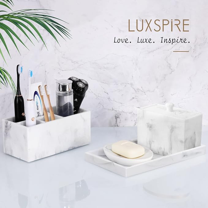 Luxspire Bathroom Vanity Tray, Resin Dresser Jewelry Ring Dish Tank Storage - Image 6