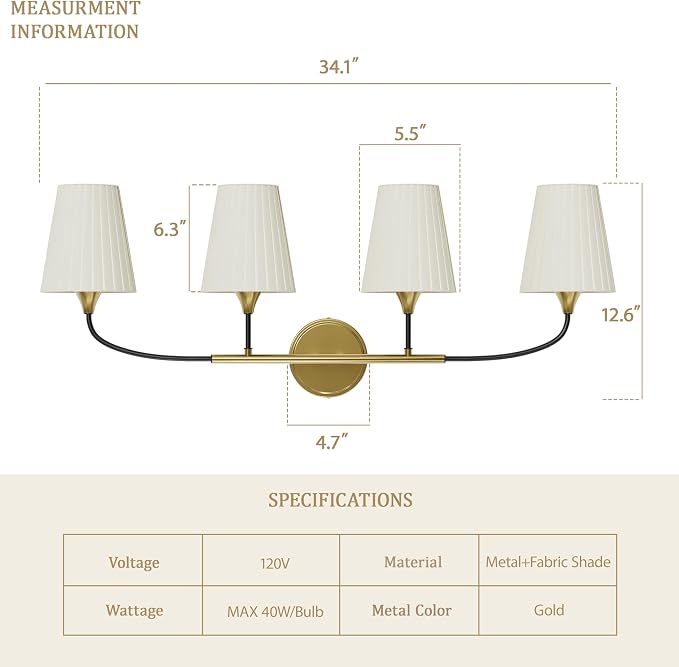 4-Light Bathroom Light Fixtures, Modern Light Fixtures - Image 5