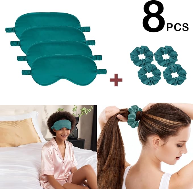 Satin Eye Mask 8Pcs Silk Sleep Masks Silky Blindfold Eyeshade Blackout Eyes - Image 2