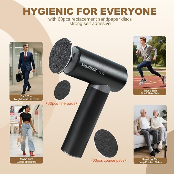Premium Electric Foot Callus Remover, Ergonomic T-Grip 2600mAh Rechargeable 3 - Image 6