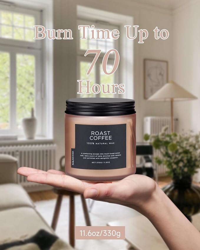 M&SENSE Coffee Home Scented Candles, 11.6oz Natural Soy Wax, 70-Hour Long - Image 4