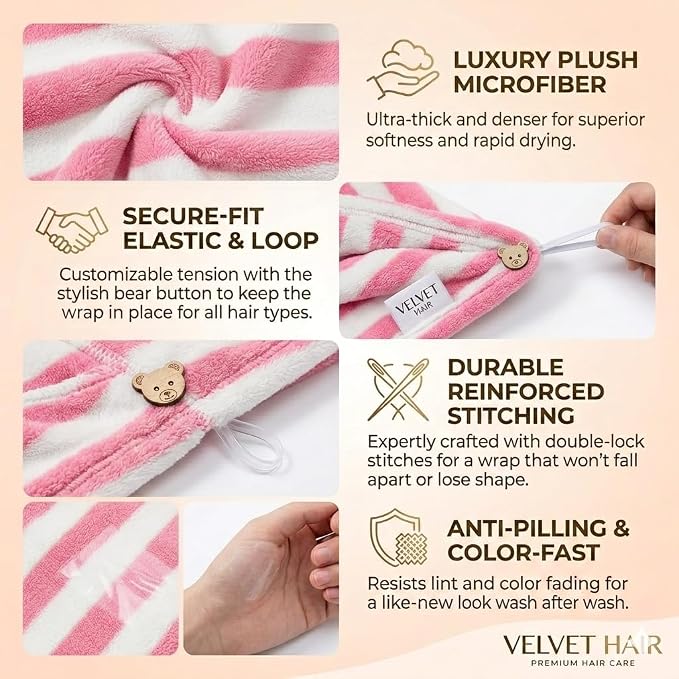 3 Pack Microfiber Hair Towel Wrap - Image 3