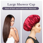 Three-Layer Terry Cloth Lined Satin Shower Cap, - Image 7