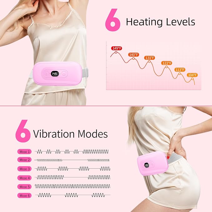 Portable Heating Pad Period Cramps: 2 Timer 6 Heat Levels 6 Vibration Modes - Image 2