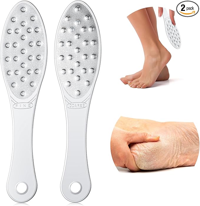 2 Pcs Stainless Steel Foot File Callus Remover Double Sided Metal Foot Rasp by Jutom