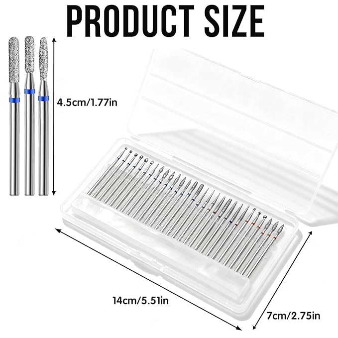 30Pcs Pedicure Care Diamond Nail Drill Bits, Professional Safety Cuticle Nail - Image 2