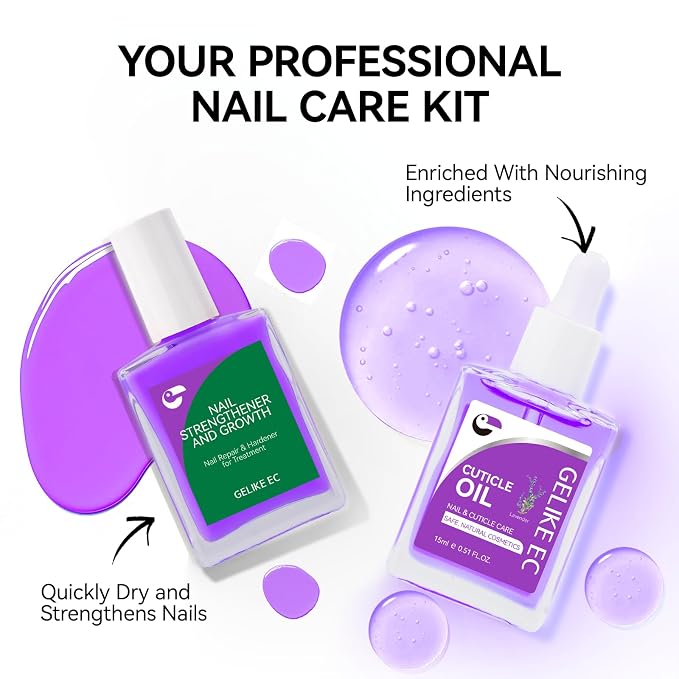 Gelike EC Nail Kit for Beginners: Purple Easy-Use Nail Polish Growth Treatment - Image 6