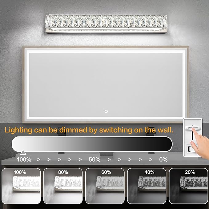 ZUZITO 30in LED Bathroom Lights Over Mirror Modern Crystal Vanity Lights Bar - Image 2