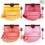 4PCS Lip Scrub and Mask Set, Cherry and Honey Pot Lip Balm, Strawberry and by UAOE