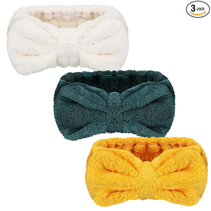 3 Pieces Wash Face Headband Makeup Spa Headband Towel Terry Hair Bands by Hicarer