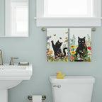 Accnicc 2 Pack Black Cat Bathroom Hand Towels Decorative Spring Floral Dish - Image 4
