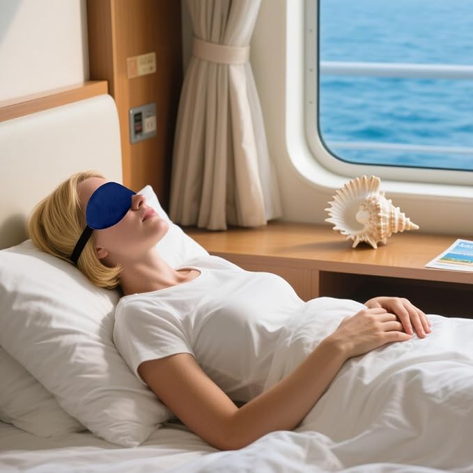 2 PCS Black Blue Satin Sleep Masks, Adjustable Silk Eye Mask - Image 6
