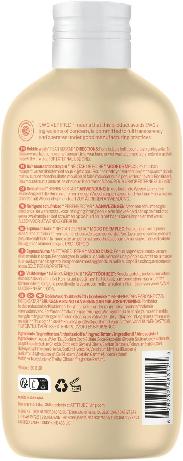 ATTITUDE Bubble Body Wash for Baby, EWG Verified, Dermatologically Tested - Image 7