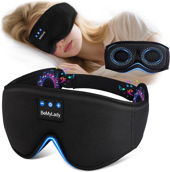 Sleep mask Headphones, 100% Blackout 3D Zero Eye Pressure Bluetooth Sleep mask by BeMyLady