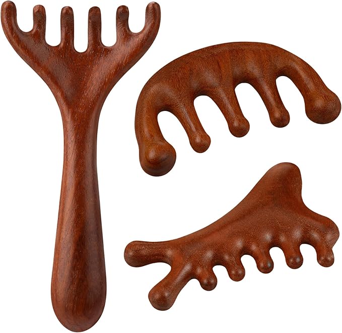ProSuites 3 Pack Scalp Massager Hair Growth, Wooden Gua Sha Head Massage Tool by ProSuites