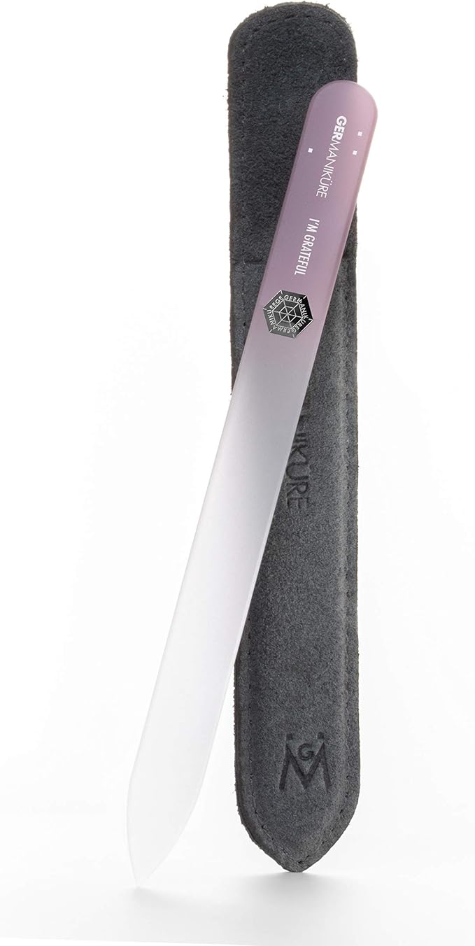 GERMANIKURE Glass Nail File in Suede Sleeve by GERMANIKURE