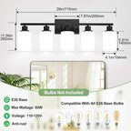 Indoi 5-Light Black Bathroom Vanity Light Fixture - Image 8