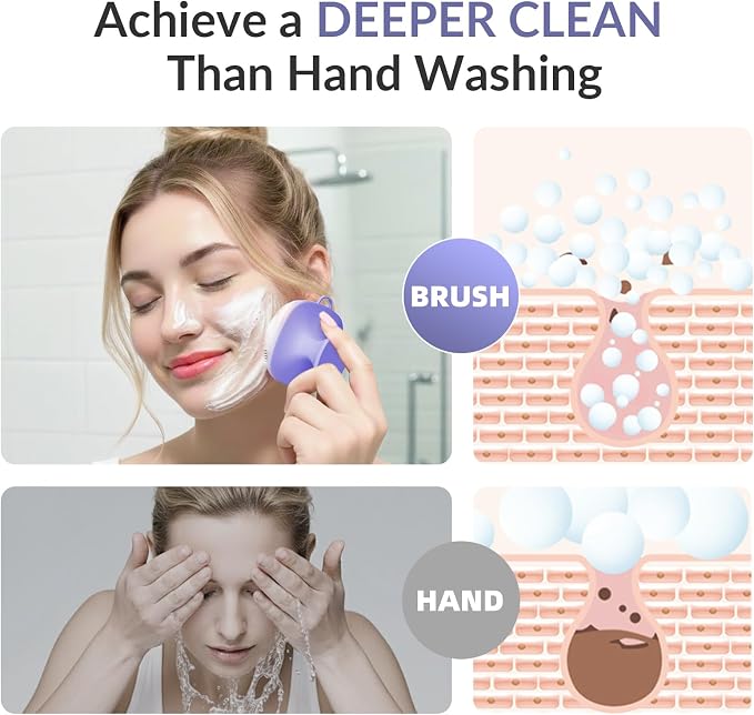 2 Pack Face Scrubber, Silicone Facial Cleansing Brush - Image 5