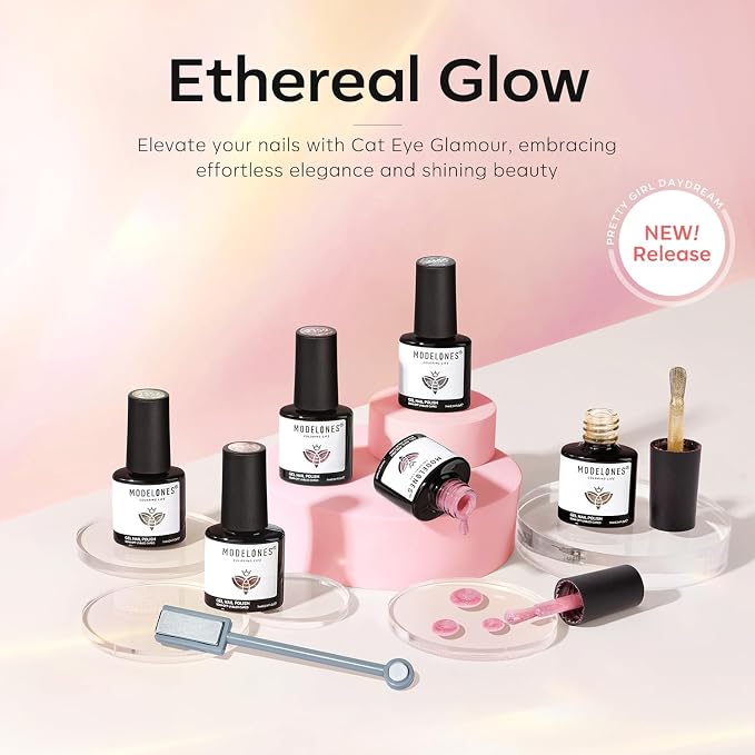 modelones Cat Eye Gel Nail Polish Set, Holographic Glitter 6 Colors - Image 6