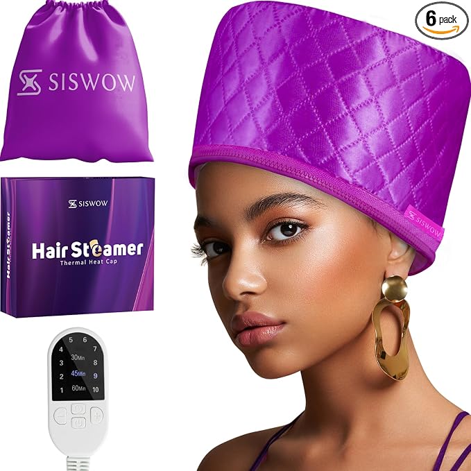 Hair Steamer for Deep Conditioning w/10-level Heats Up Quickly, Heating Cap for by SISWOW