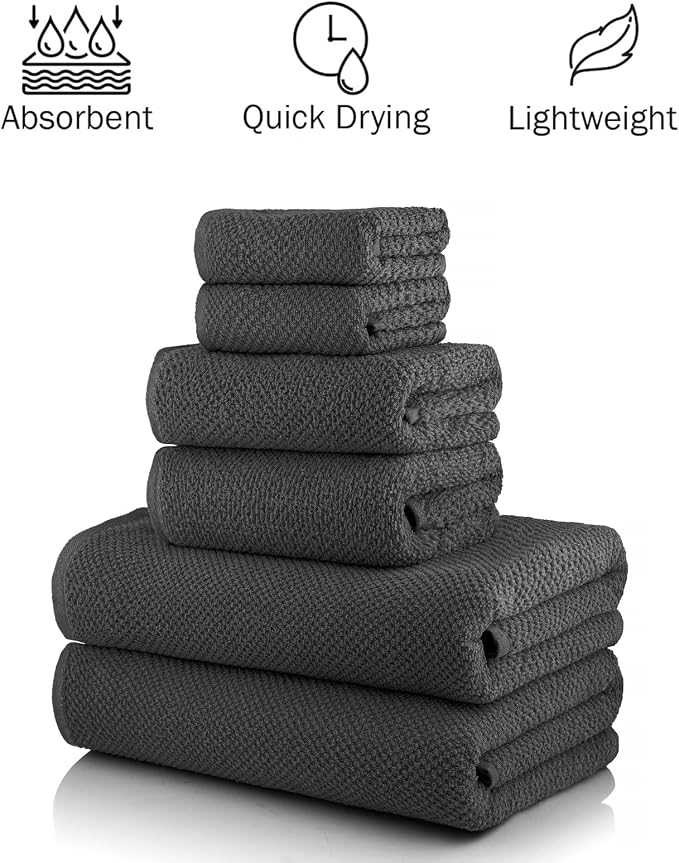 CASA COPENHAGEN EcoPop 6Pcs 100% Cotton Large Designer Towels Gift Set- Pine - Image 3
